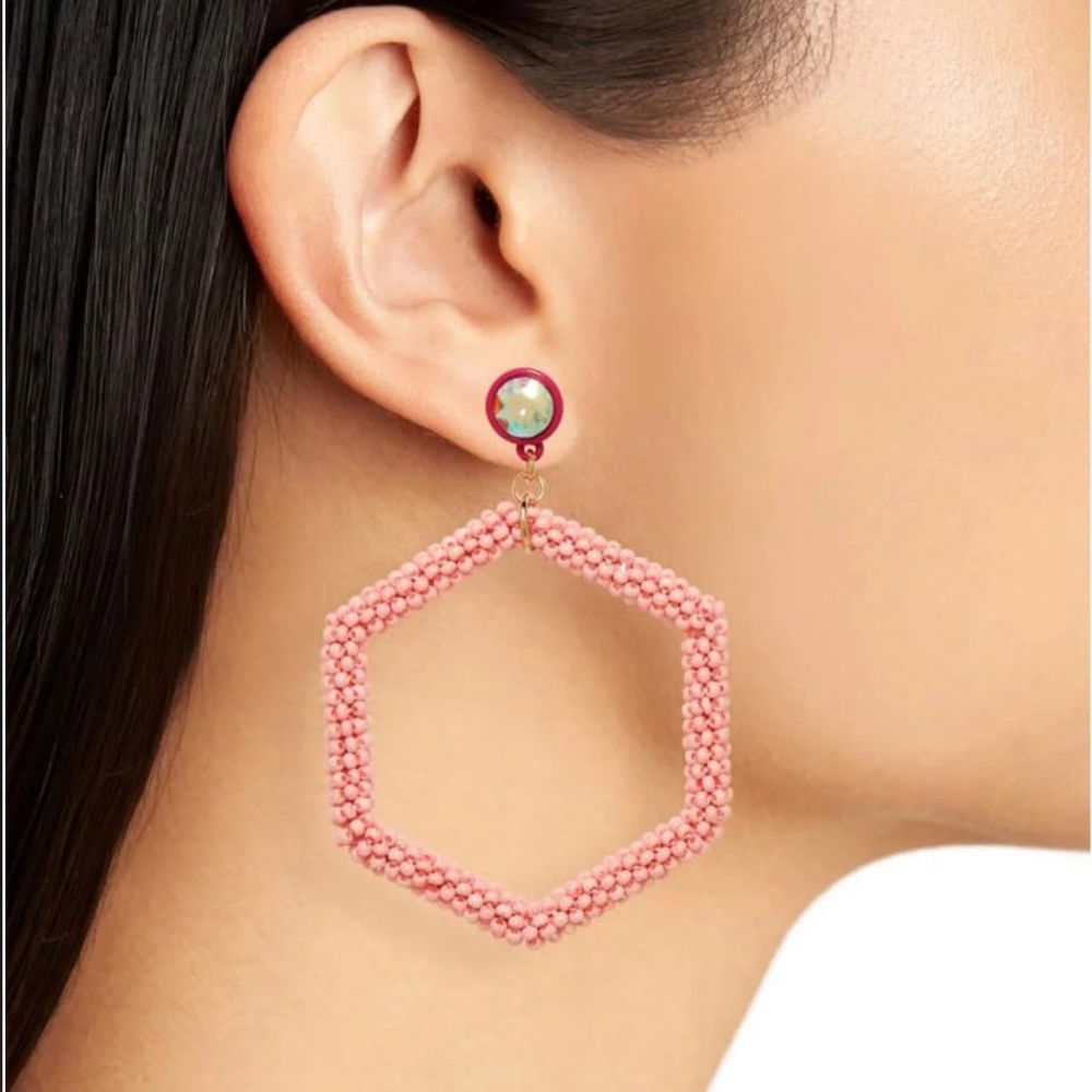 NWT BP Pink Beaded Hexagon Earrings